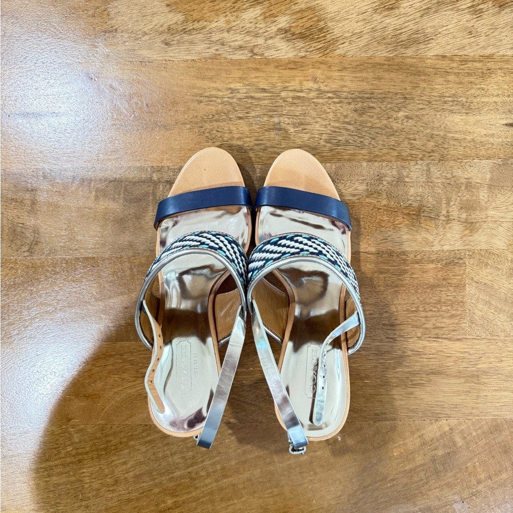 Coach Black and Tan Sandals with Ankle Strap